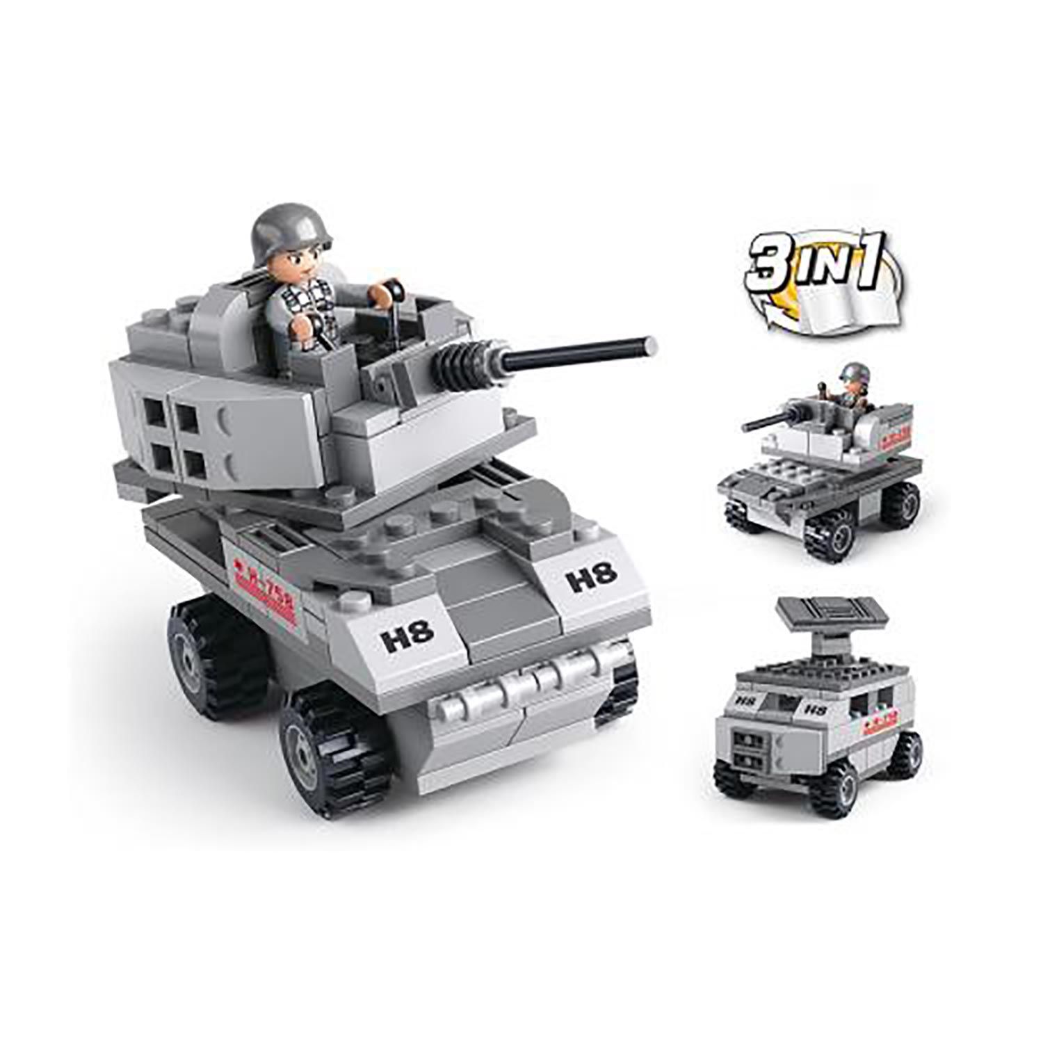 Mini-Bauset Panzer 3-in-1 - Bausteine Set M38-B0537B