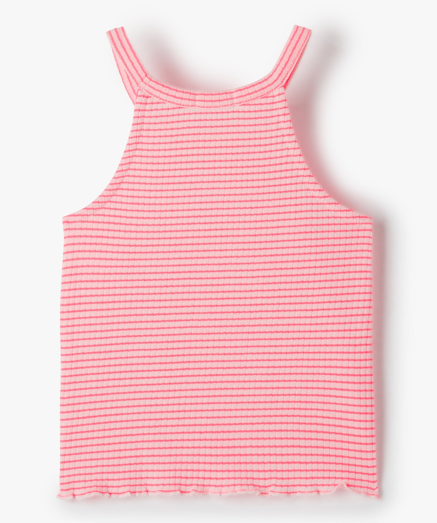Débardeur ctelé avec encolure américaine fille rose | GEMO