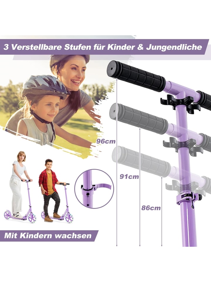 COSTWAY Roller mit 2 LED Rädern ab 10 Jahre in Lila günstig kaufen onesize