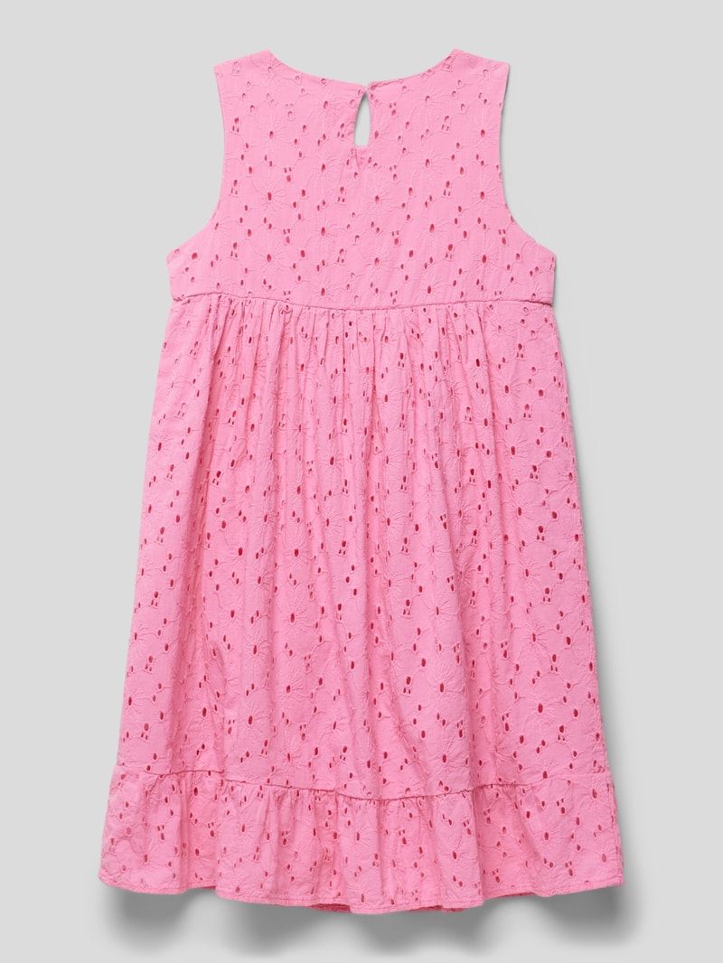 Kleid mit Lochstickerei in pink