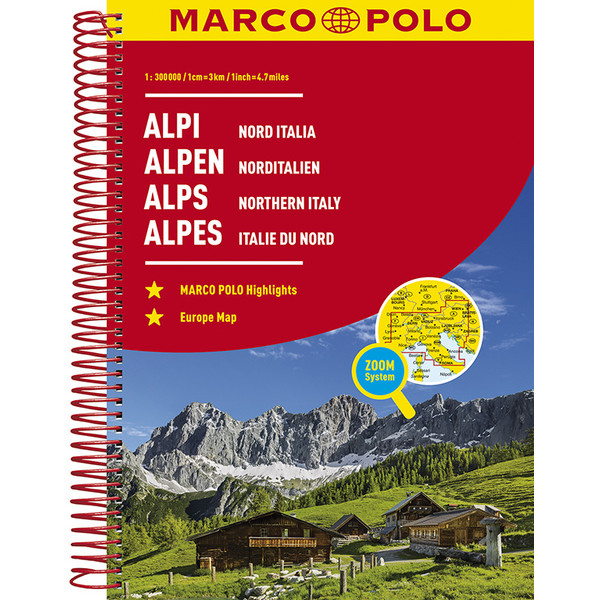 MARCO POLO REISEATLAS ALPEN, NORDITALIEN - Straßenkarte