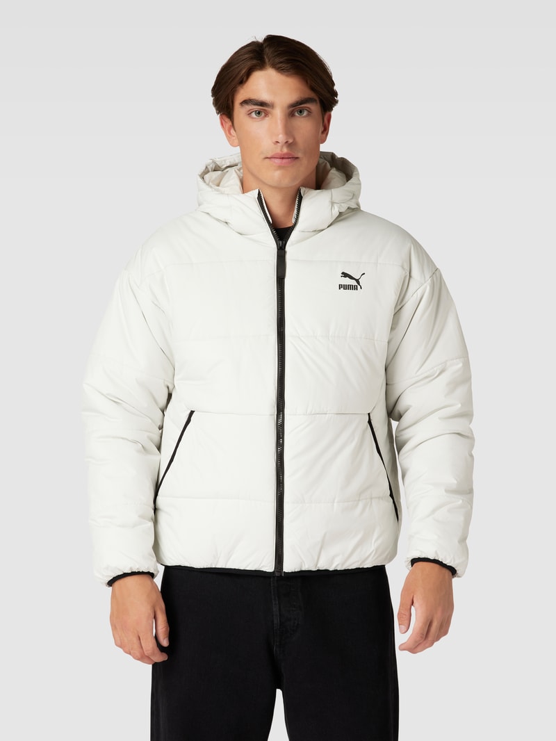 Steppjacke mit Label-Print Modell 'Classics' in offwhite