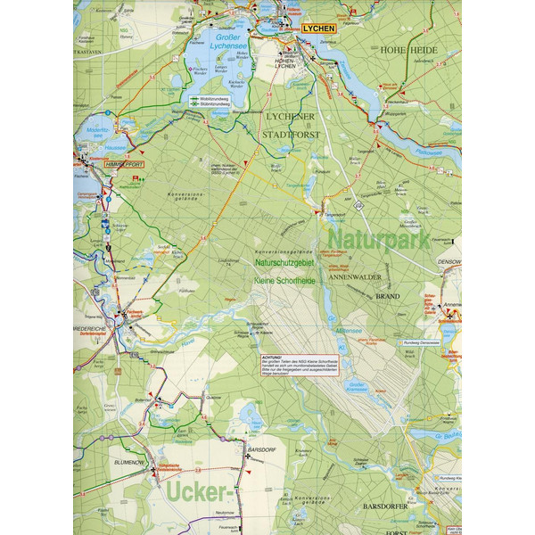 Radwander- und Wanderkarte Fürstenberg, Lychen, Templin, Zehdenick und Umgebung1 : 50 000 - Wanderkarte