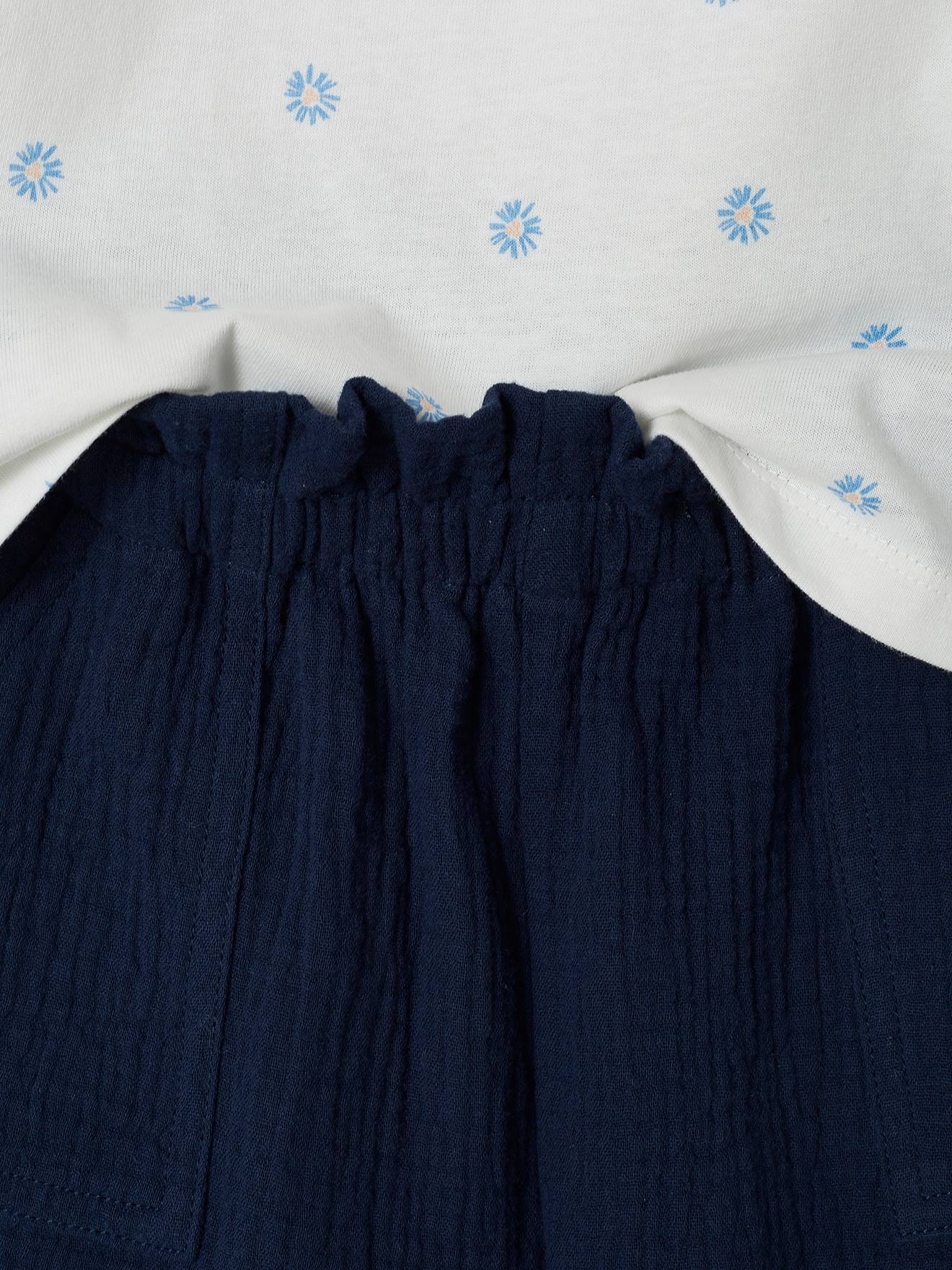 Ensemble t-shirt et short en gaze de coton fille pêche