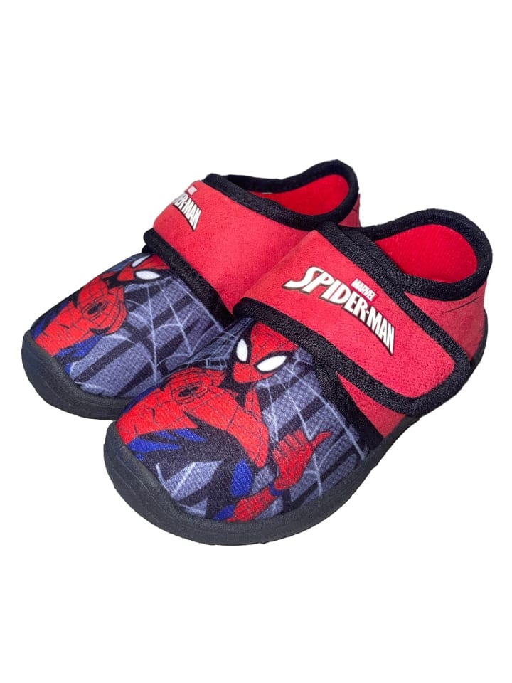 Spiderman Hausschuhe mit Marvel Spiderman Motiv, in Rot, mit Klettverschluss günstig kaufen