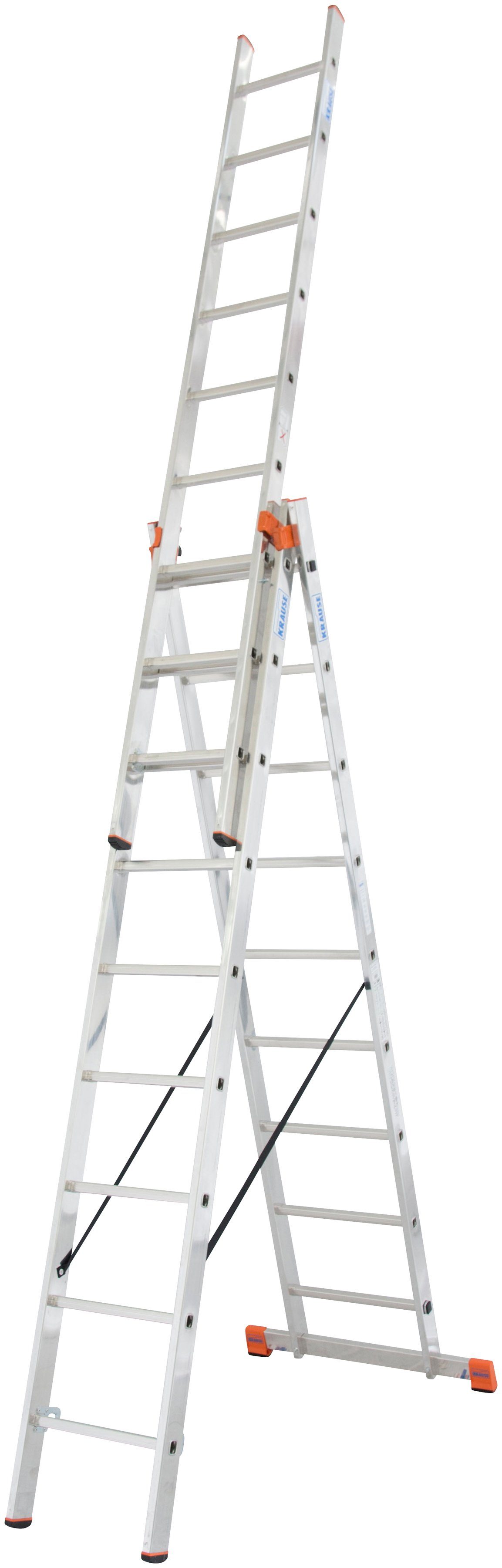 KRAUSE Vielzweckleiter Tribilo, mit Leiternspitzen, 3x9 Sprossen