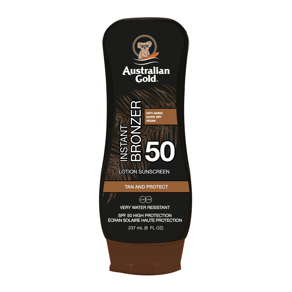 australian gold SPF 50 Lotion avec agent bronzant 237 ml Crème solaire avec agent bronzant
