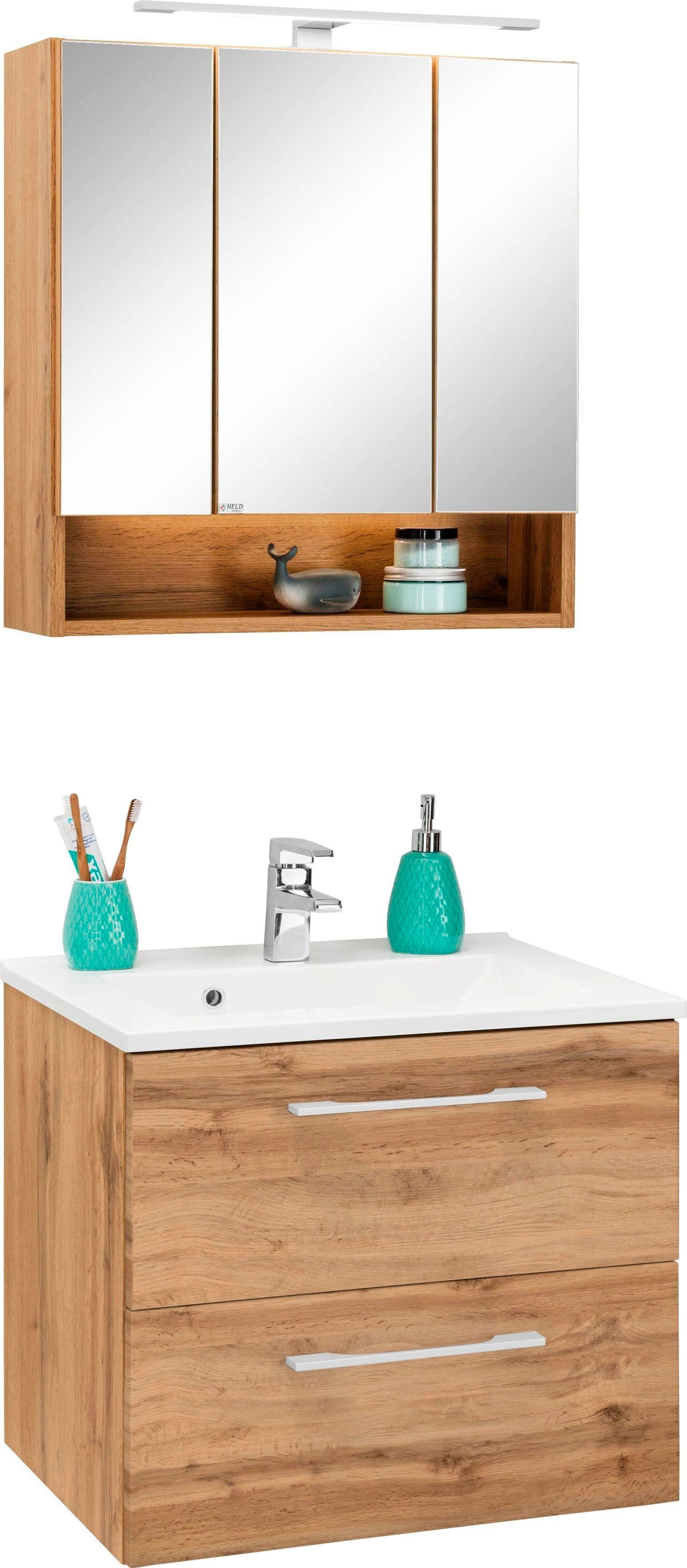 HELD MÖBEL Badmöbel-Set Soria, (2-St), Waschtisch Breite 60 cm, Spiegelschrank