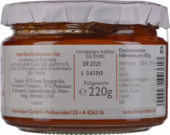 Fink's Delikatessen Paprika-Melanzani Dip 220g