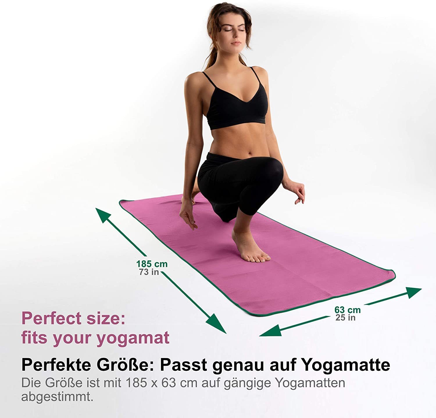 NirvanaShape Sporthandtuch Yoga Handtuch mit Antirutsch-Noppen, Yogatuch-Auflage für Yogamatte, Microfaser, +Yoga Einführungs eBook, Yogatuch-Auflage Saugstark, Hygienisch