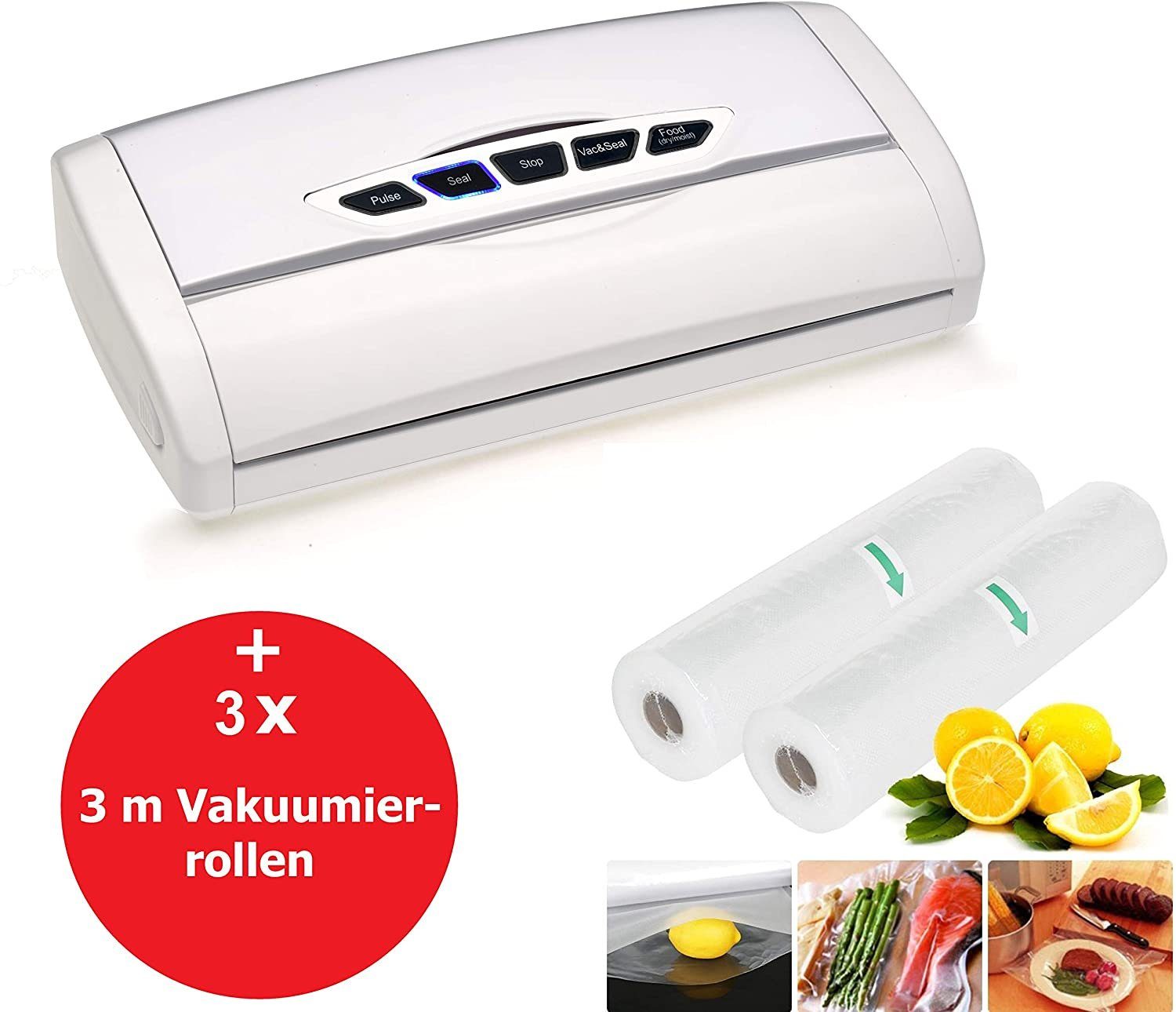 JUNG Vakuumierer Vacupack 2in1 Vakuumiergerät mit Folienschweißer, Vakuumiergeräte, 150,00W, Vakumiergerät Lebensmittel Folienschweißgerät Einschweißgerät