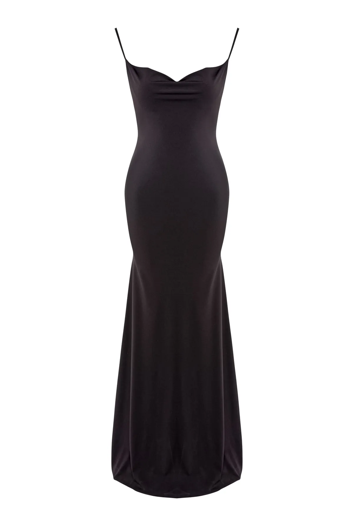 Trendyol Collection  Schwarzes, figurbetontes, langes Abendkleid aus Strick TPRSS23AE00060