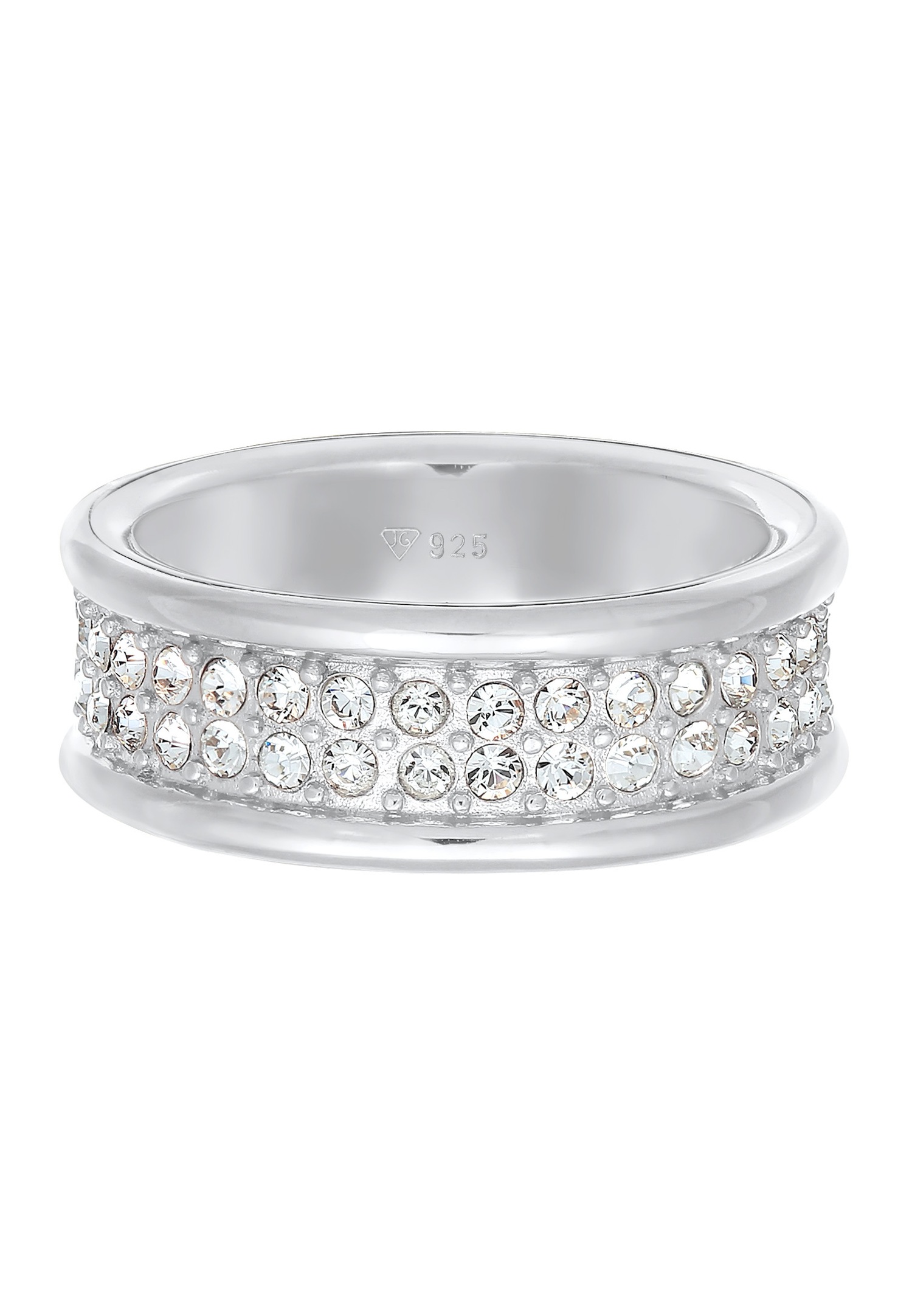 Anillo elegante de cinta brillante con cristales de Elli PREMIUM para mujer en plata de ley 925.