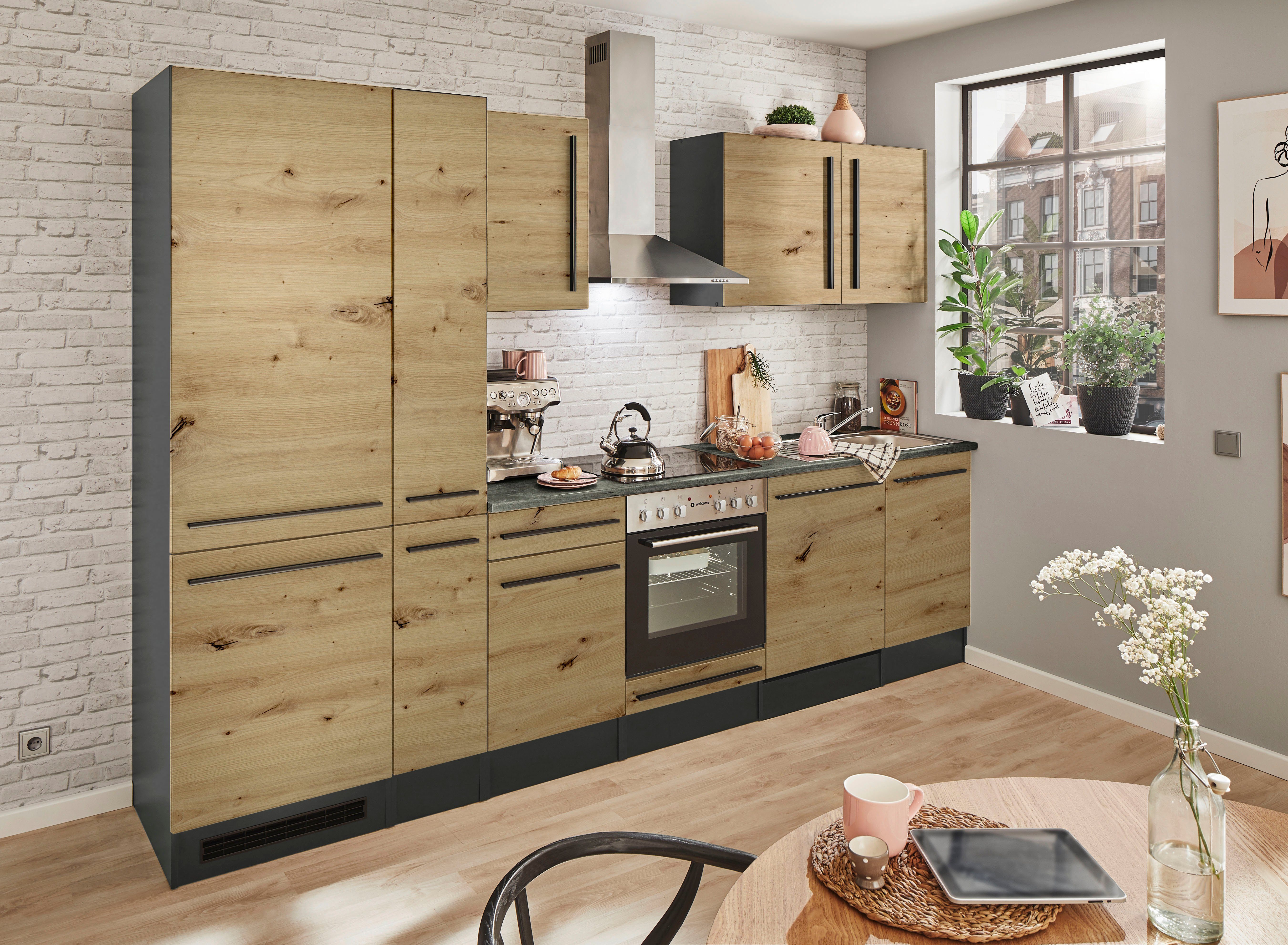 BASIC by Balculina Küchenzeile Jazz, Breite 310 cm, wahlweise mit E-Geräten