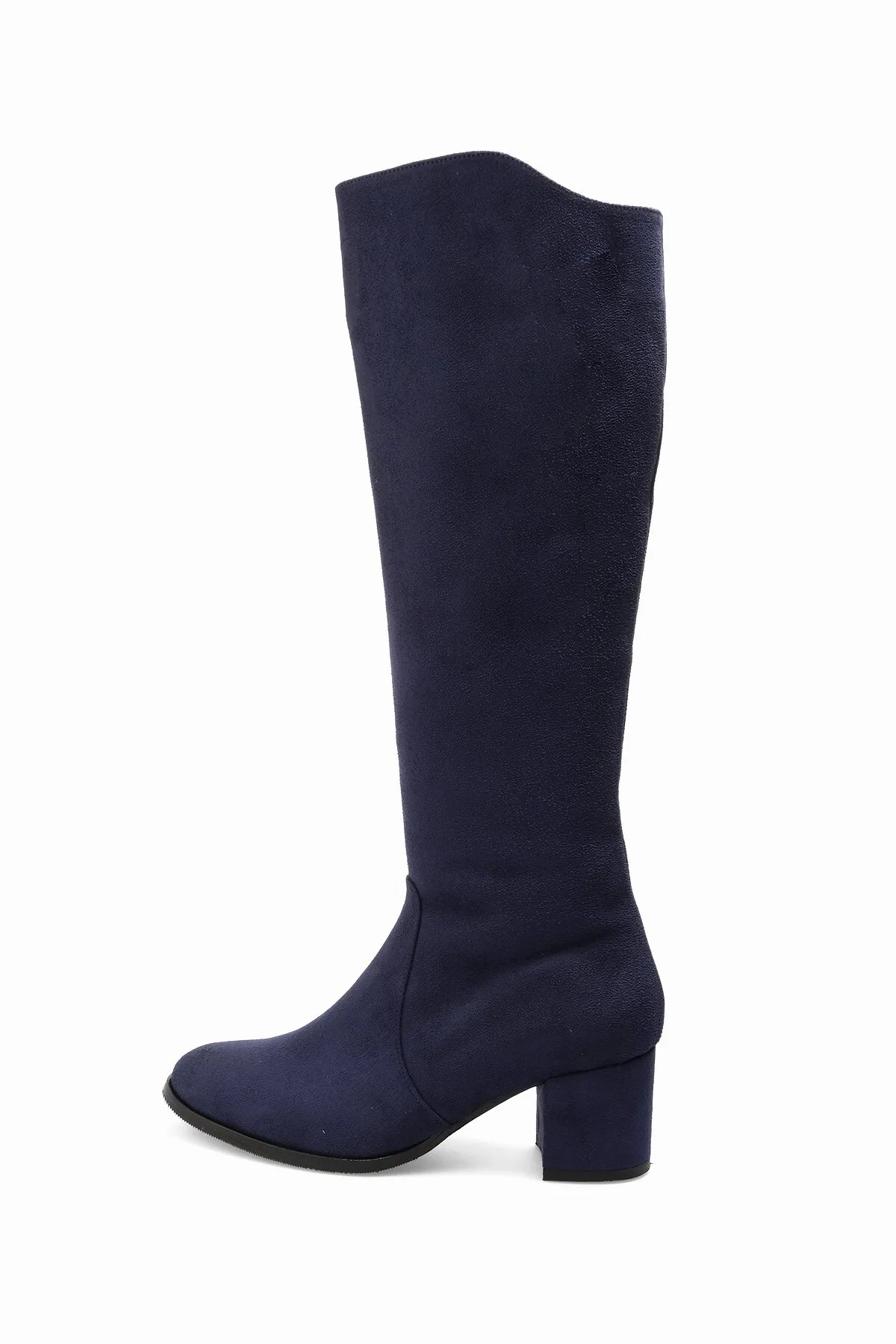 Mio Gusto  Bella Marineblaue Damenstiefel mit seitlichem Reißverschluss und dünnem Kunstpelzfutter