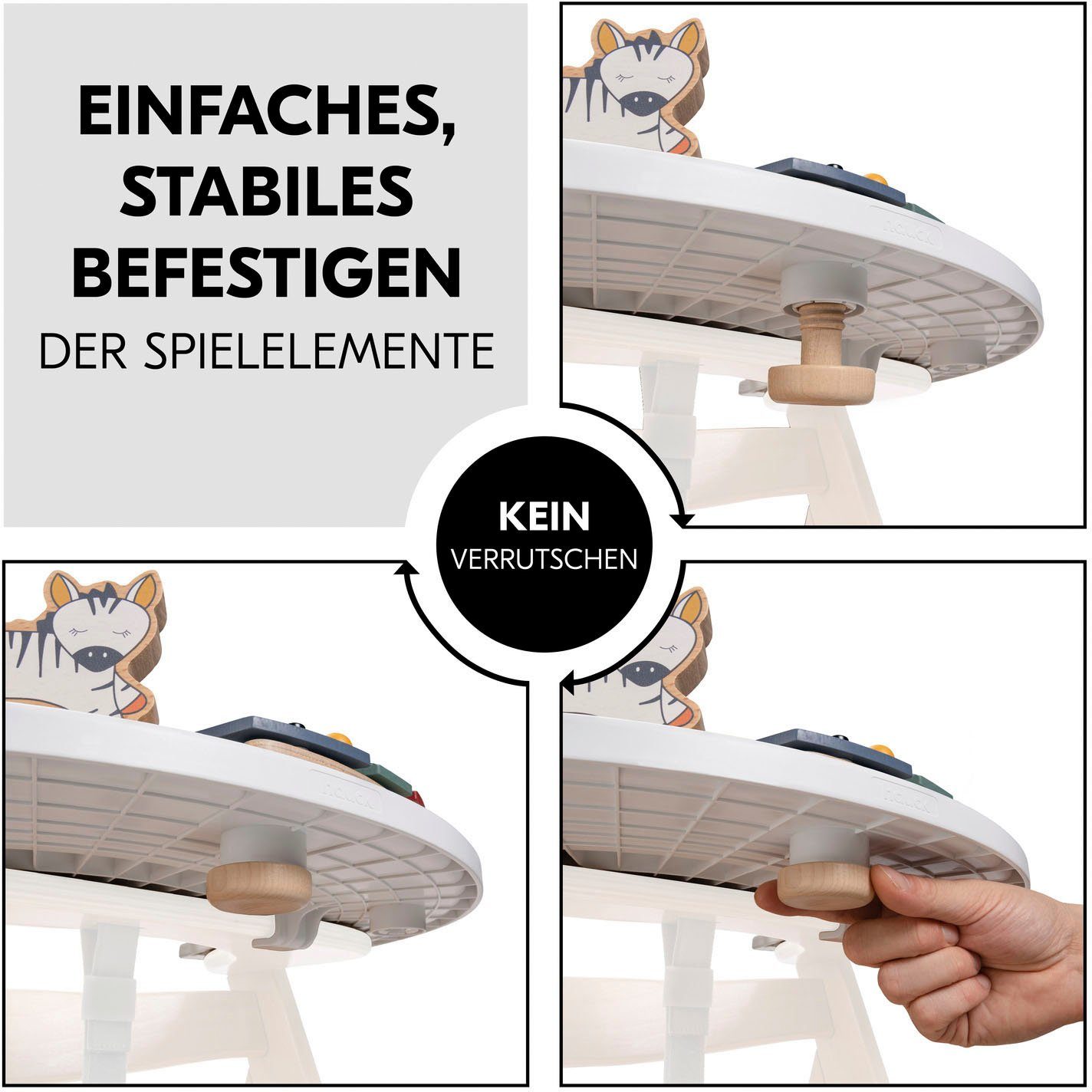 Hauck Hochstuhltablett Alpha Play Music Set Zebra, Holz, Kunststoff, FSC® - schützt Wald - weltweit