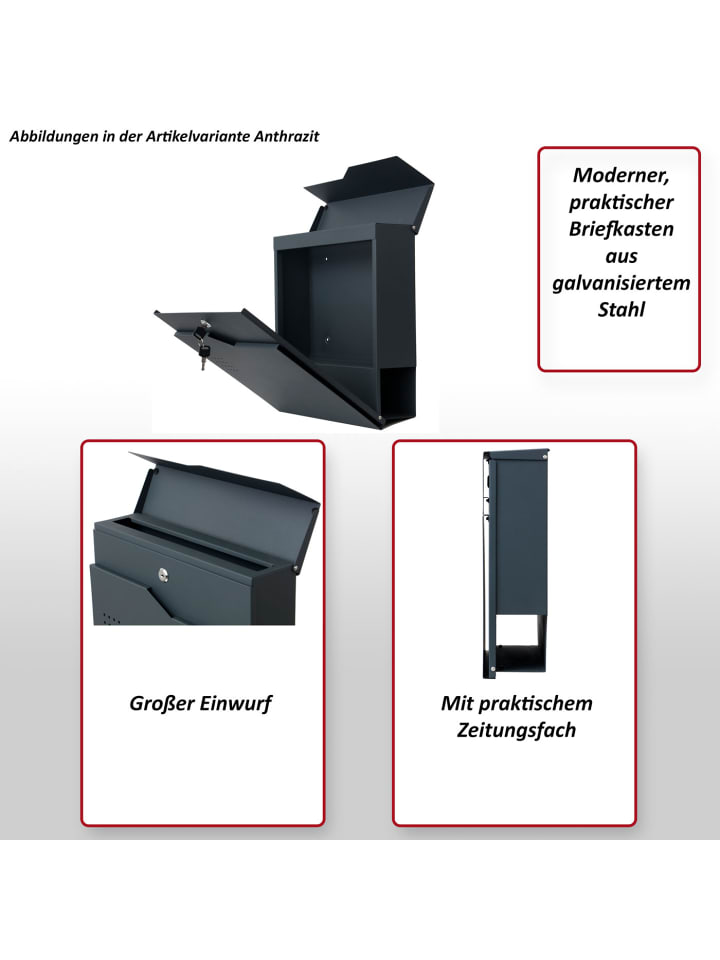MCW Briefkasten B30 mit Zeitungsfach, Schwarz günstig kaufen onesize