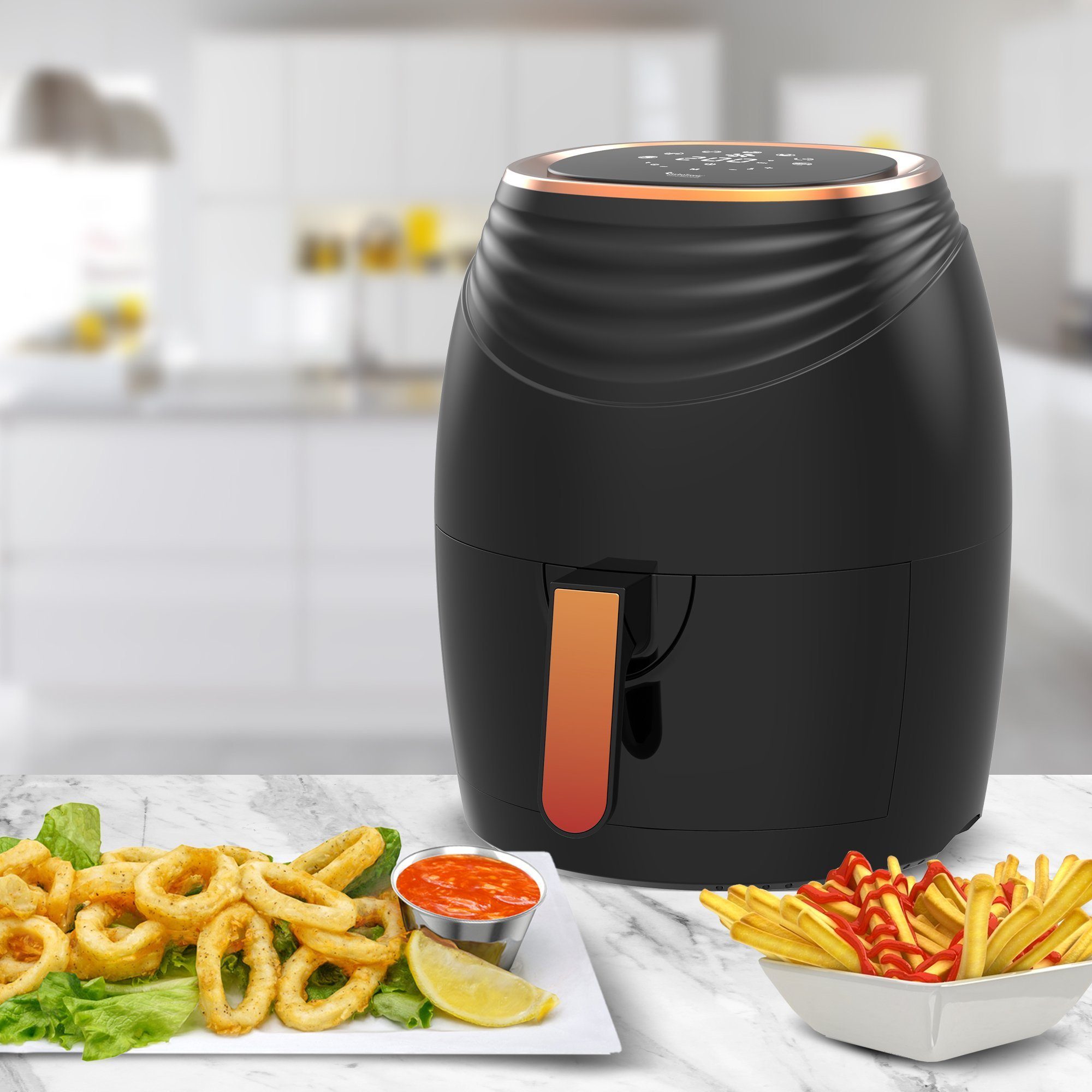 TurboTronic by Z-Line Heißluftfritteuse 3,5 Liter, 7 Programme, Fritteuse Fettfrei ohne Öl, 50°C 200°C Power, 1200 W, Camping Retro digital Airfryer AF11D