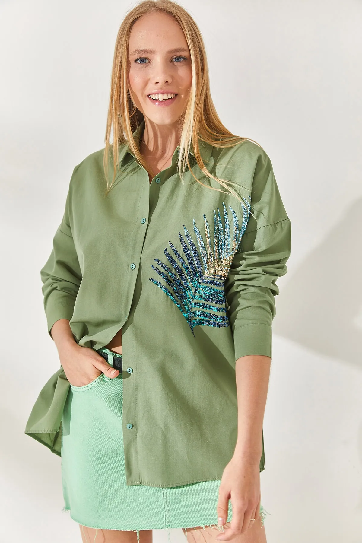 Olalook  Hemd - Grün - Oversized