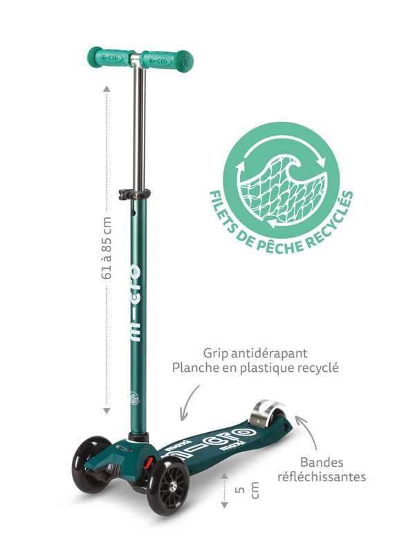 Trottinette 3 roues – Maxi Deluxe Eco Vert Led