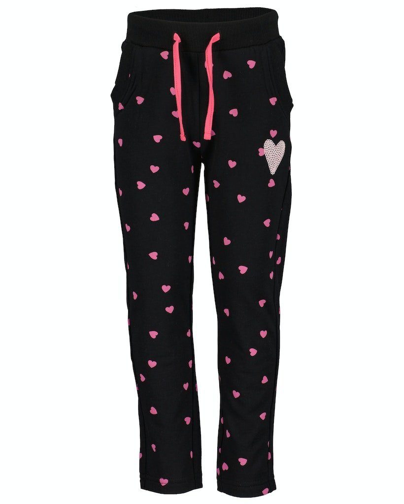Blue Seven Jogginghose Blue Seven Mädchen Jogginghose Sweathose rosa Herz schwarz (1-tlg)
