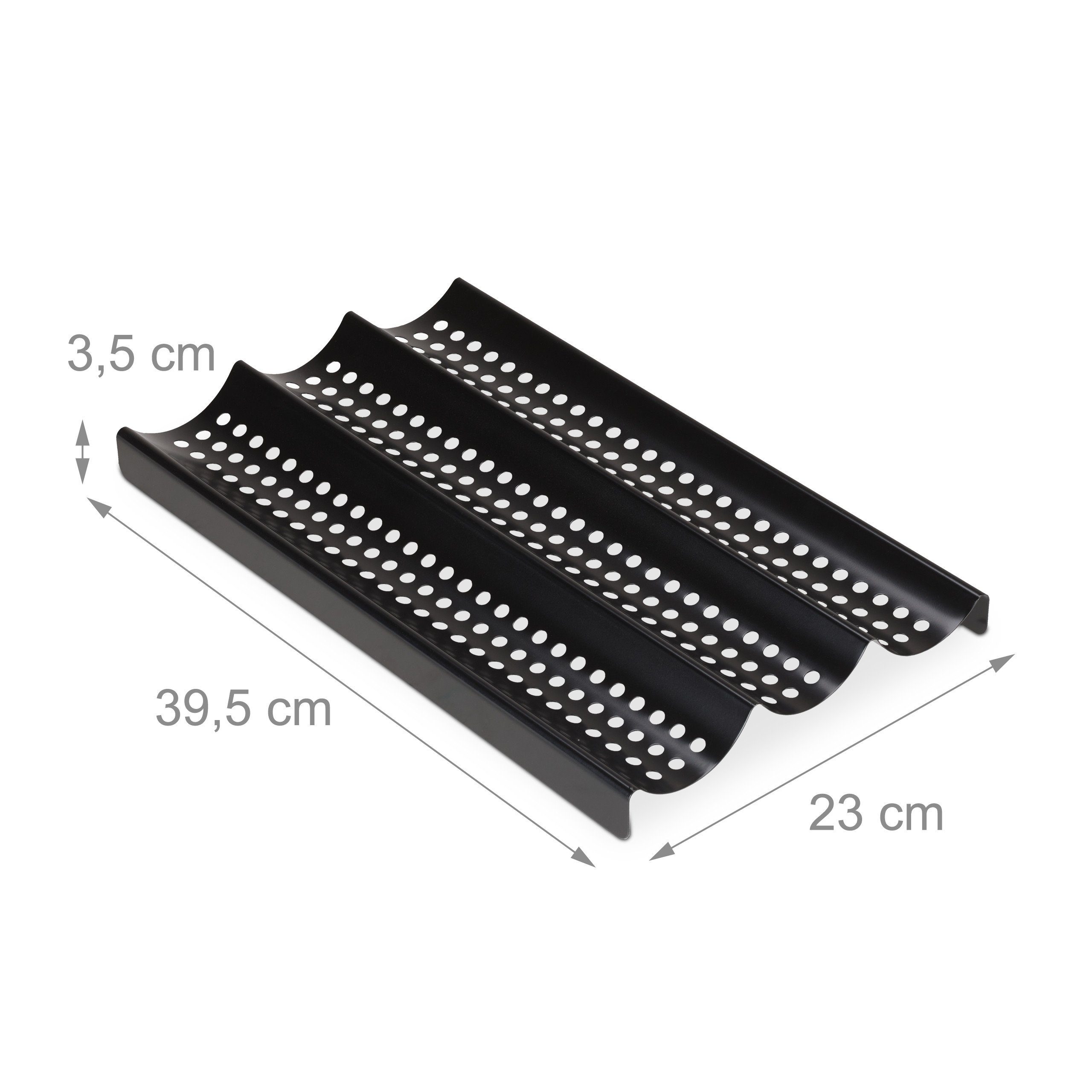 relaxdays Baguetteblech Baguette Backform mit 3 Mulden, Eisen