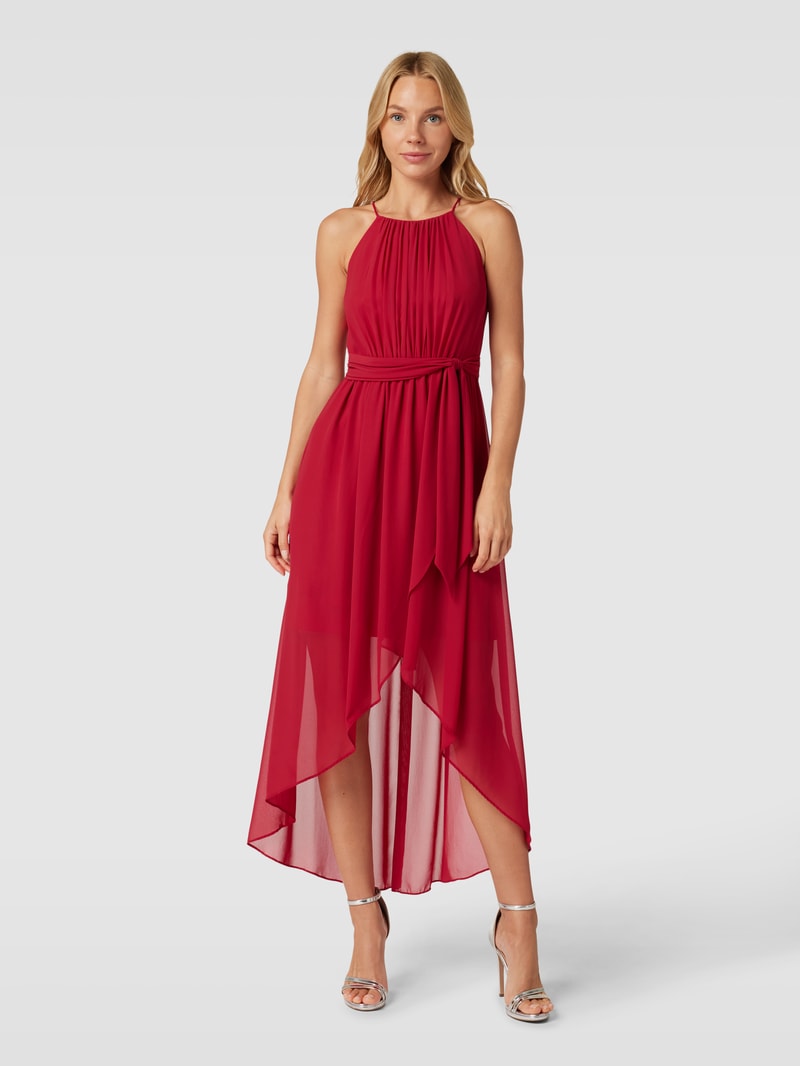 Cocktailkleid mit Neckholder in dunkelrot meliert