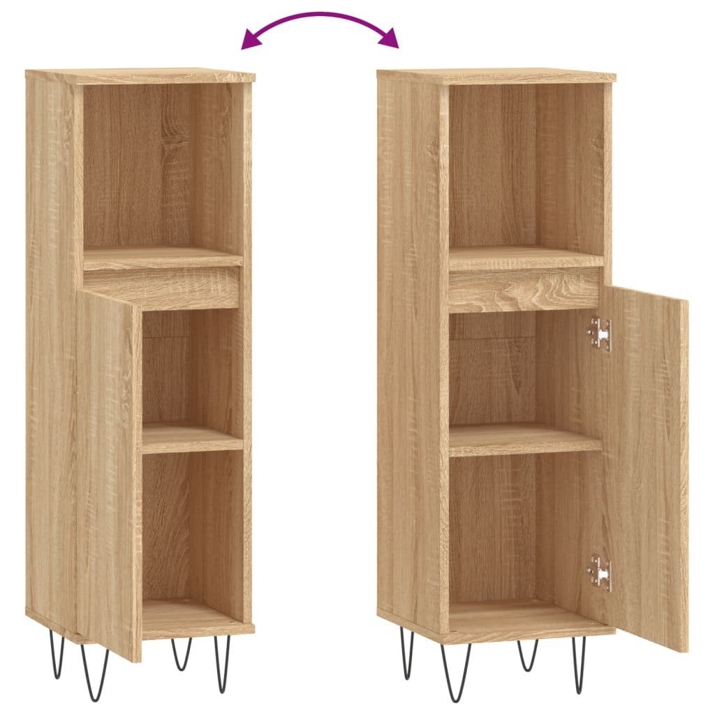 vidaXL Badezimmerspiegelschrank Badschrank Sonoma-Eiche 30x30x100 cm Holzwerkstoff (1-St)