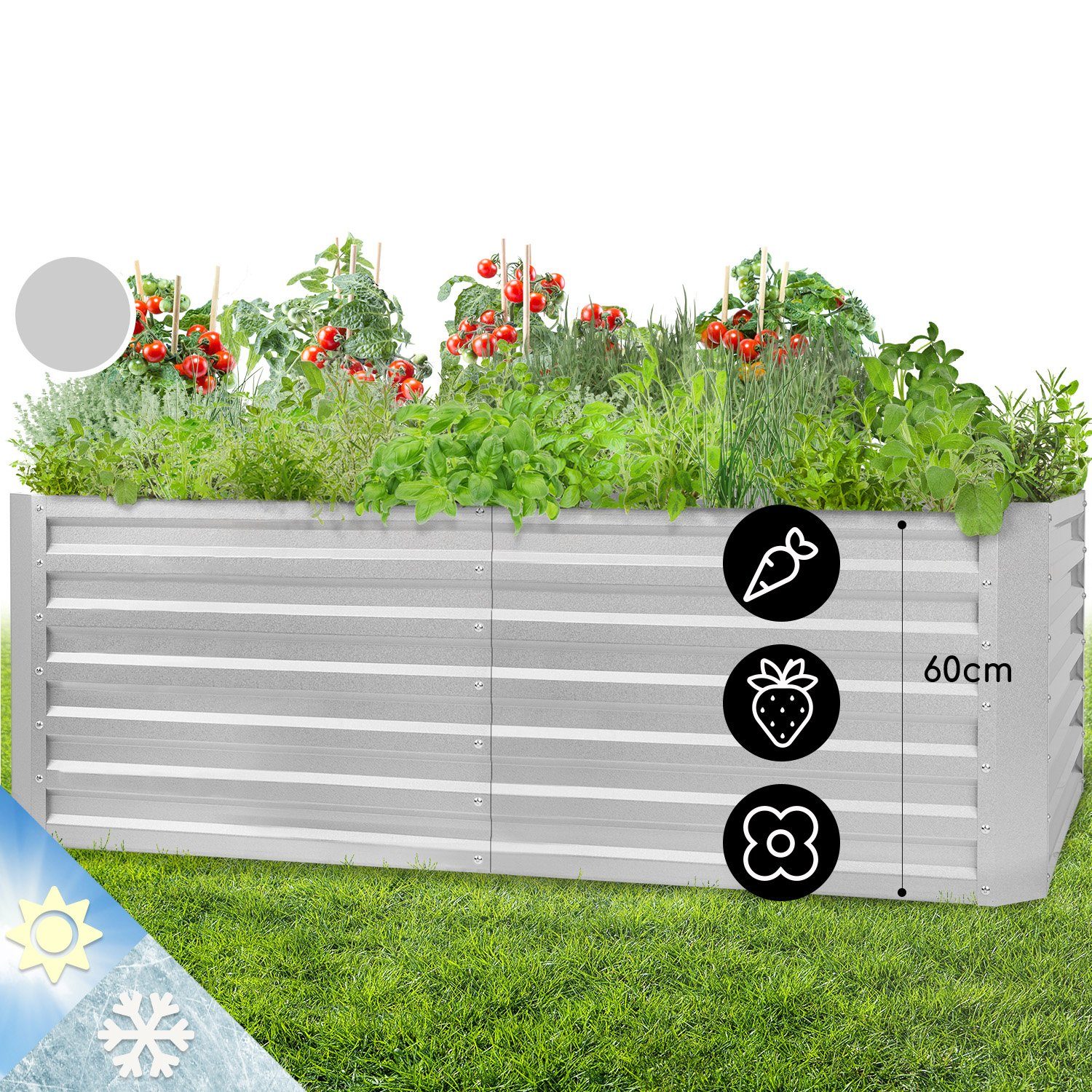 blumfeldt Hochbeet High Grow Straight, Pflanzkübel Outdoor Balkon außen groß Metall Garten