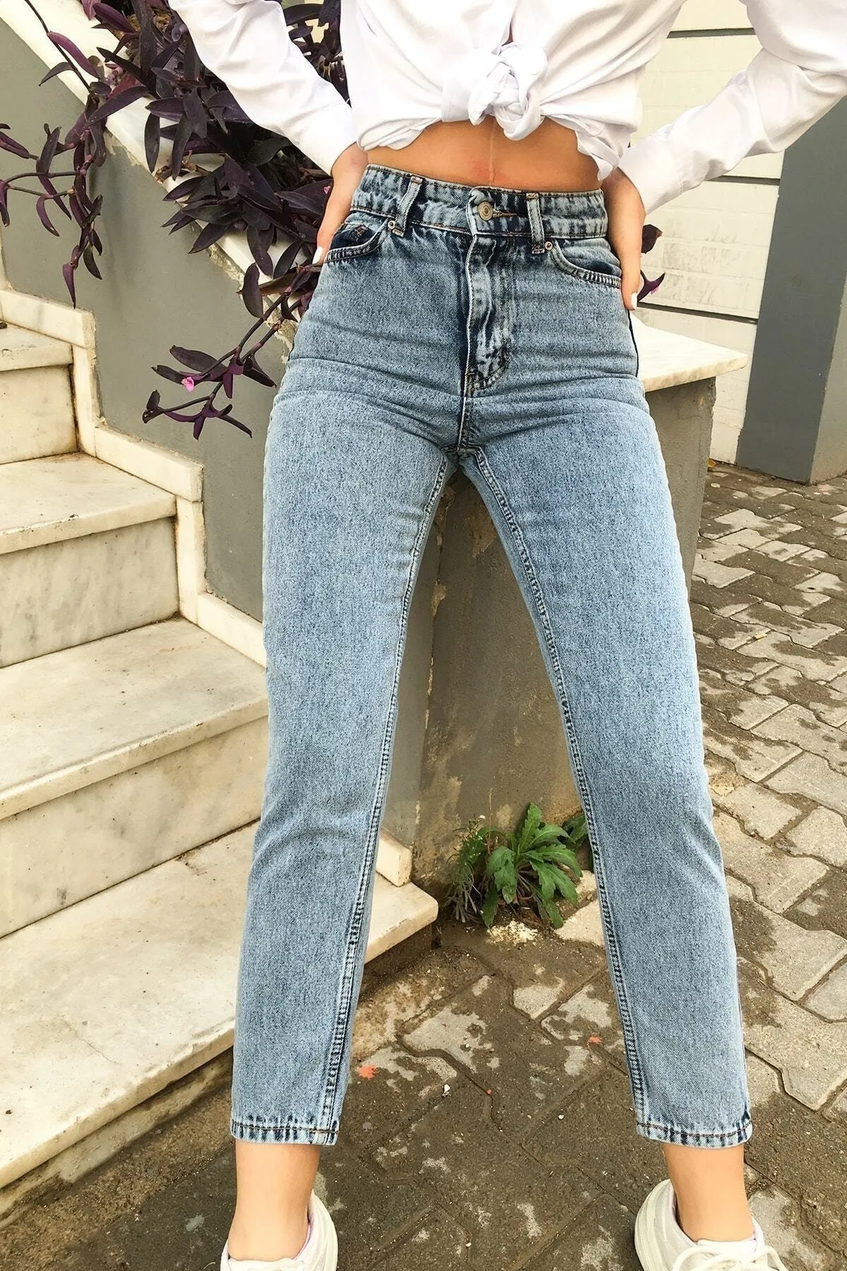 Ramrod  Spezielle Design-Jeans aus Lycra-Boyfriend-Denim mit hoher Taille