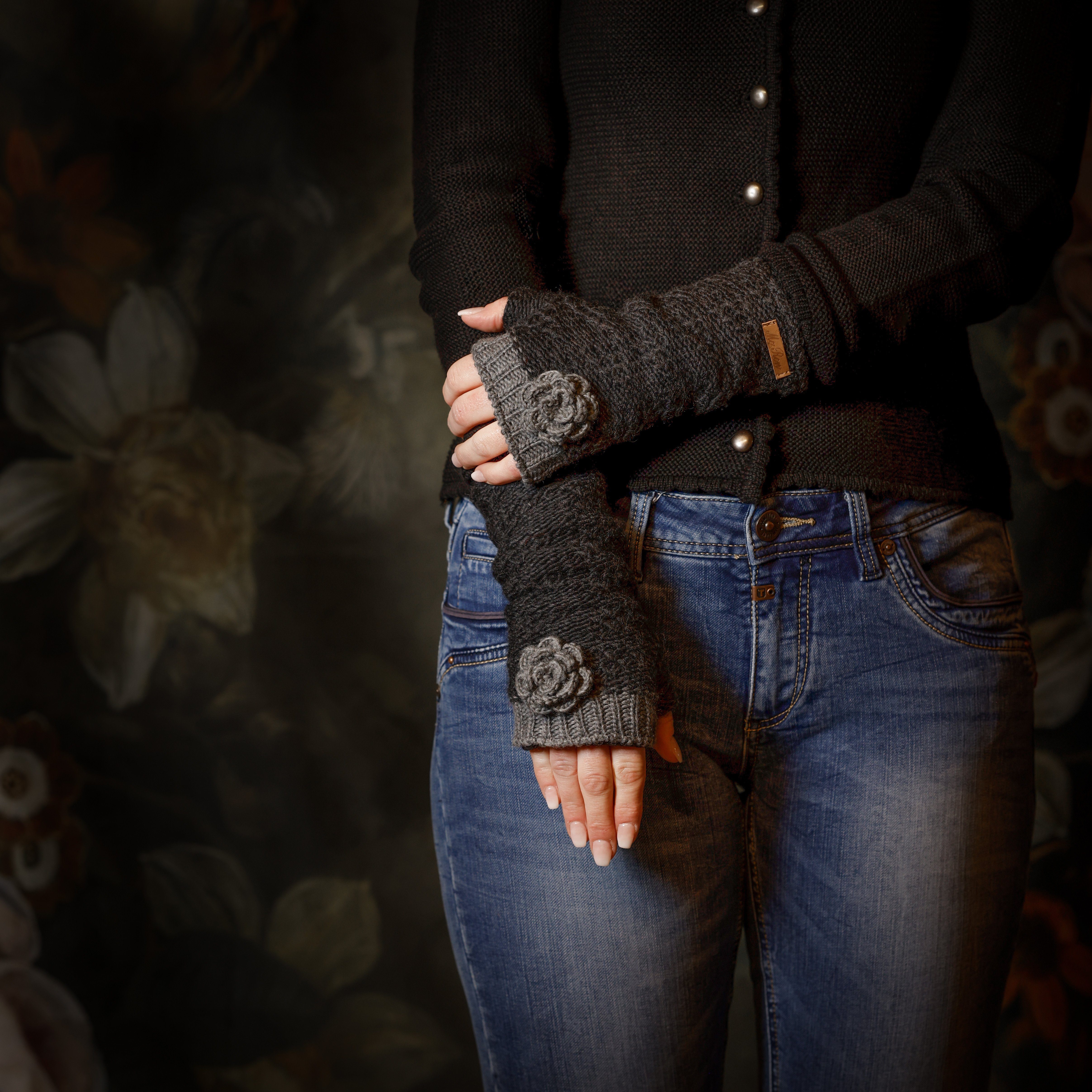 McRon Armstulpen Pulswärmer Modell Lana gefüttert mit Fleece, hoher Schurwollanteil, mit Daumen