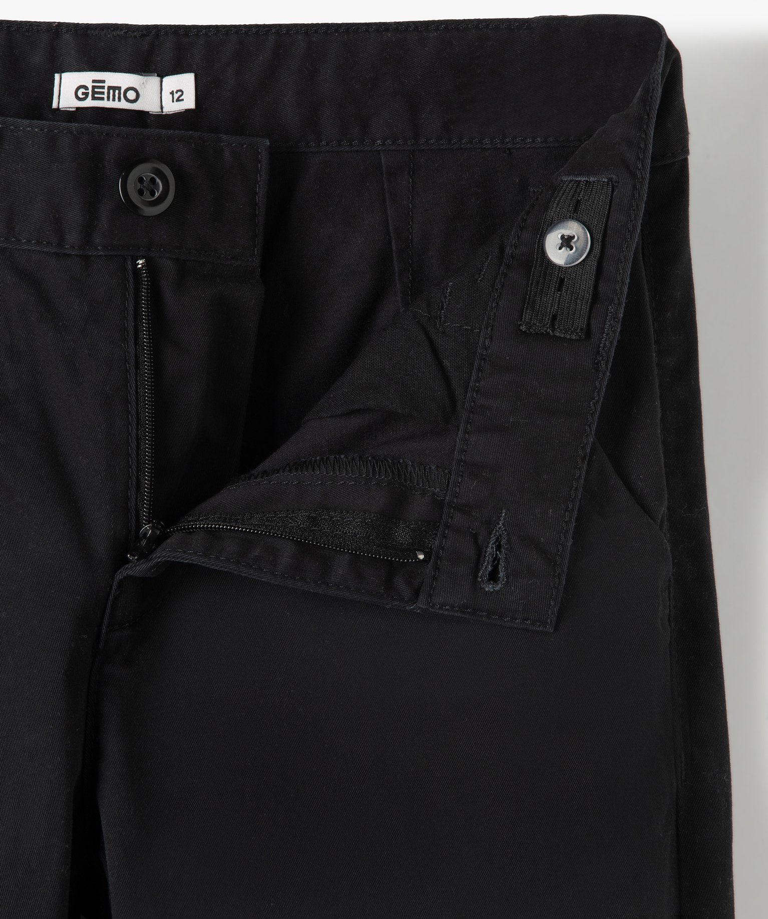 Pantalon Garçon chino uni à revers noir | GEMO