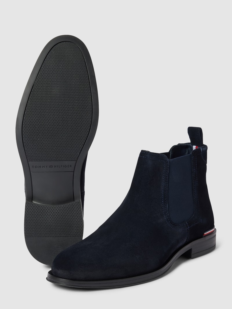 Chelsea Boots mit Label-Details in dunkelblau