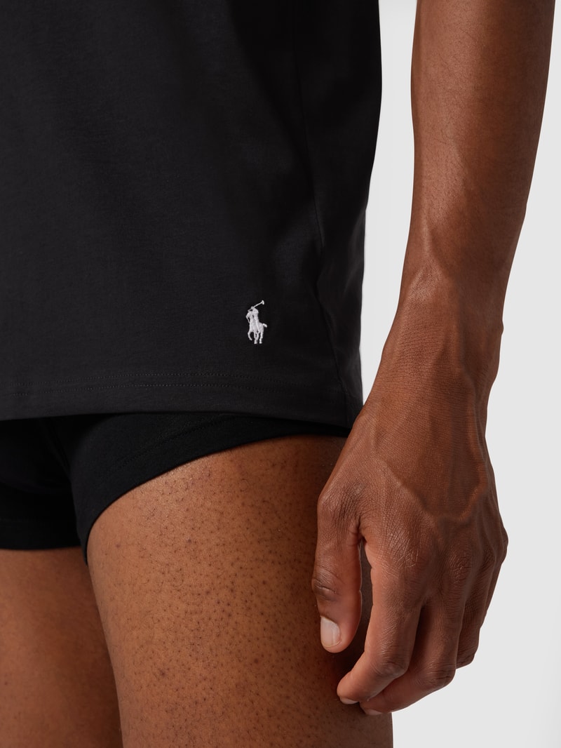 T-Shirt aus Baumwolle mit V-Ausschnitt im 2er-Pack in schwarz