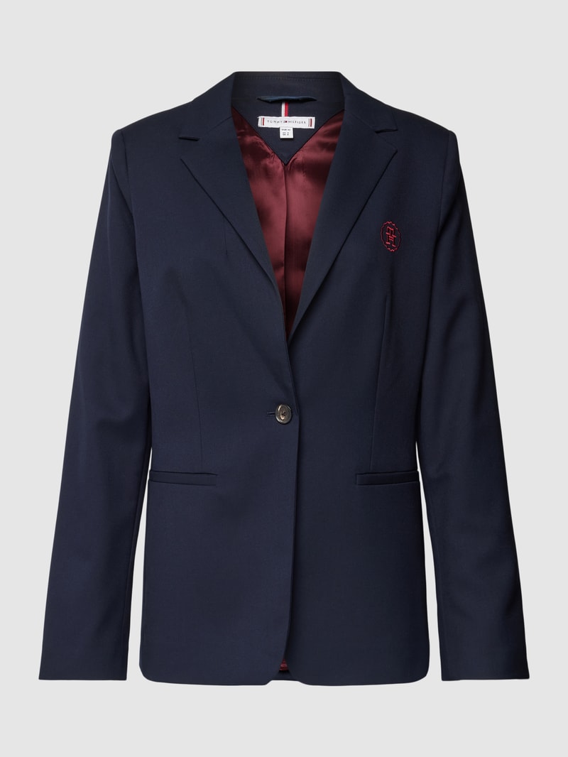 Blazer mit Knopfverschluss und Label-Stitching in marineblau