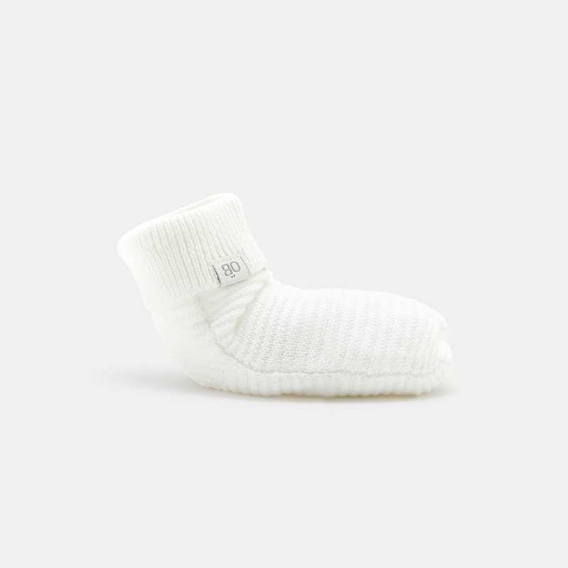Chaussettes côtelées à revers blanches naissance