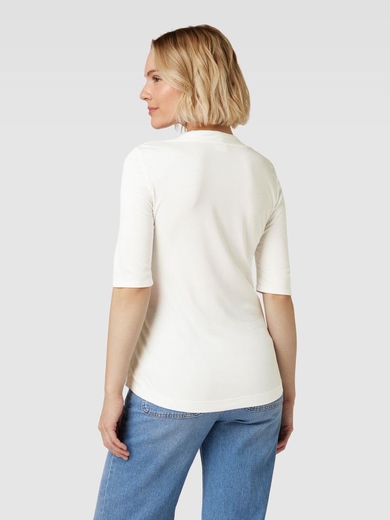 T-Shirt aus Viskose mit V-Ausschnitt in weiß