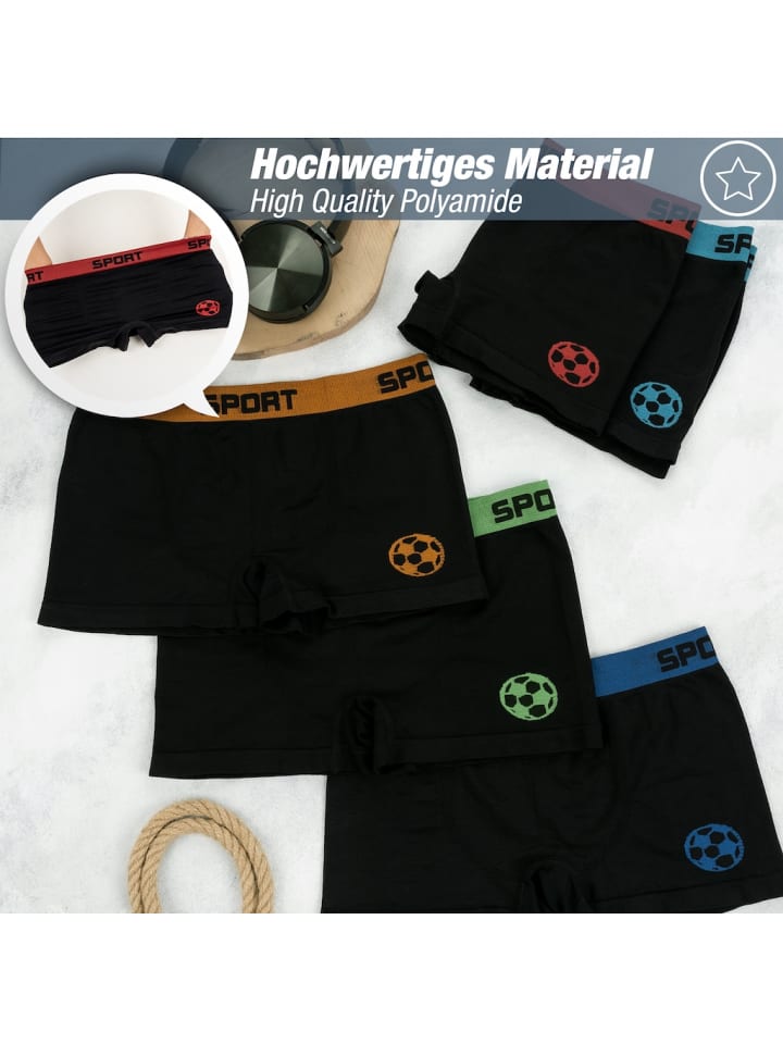 LOREZA 10er Set Jungen Boxershorts - Fussball - Bunt günstig kaufen 158/170