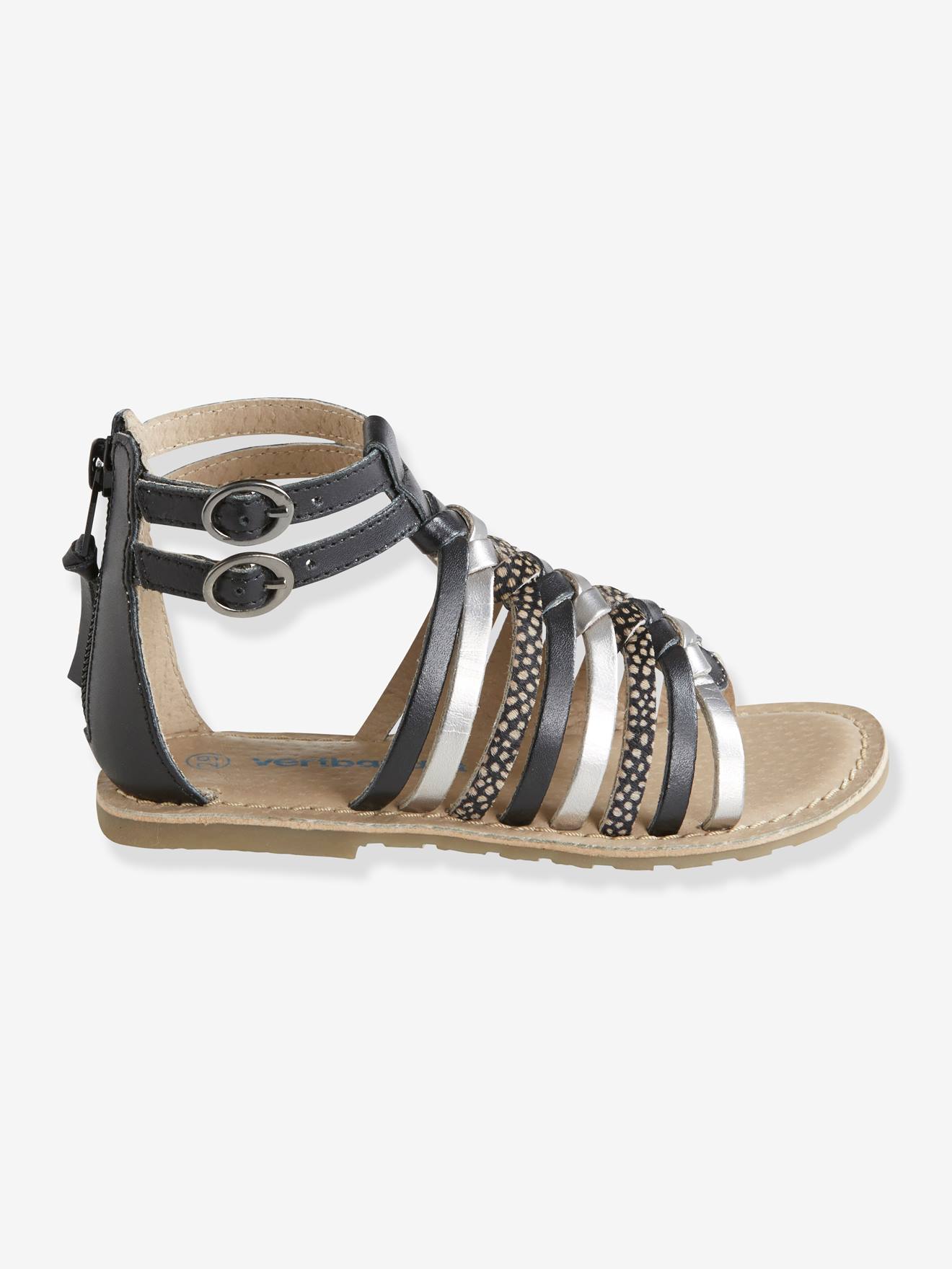 Vertbaudet Römer-Sandalen für Mädchen, Leder - mehrfarbig