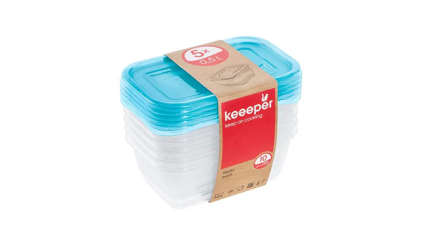 keeeper Frischhaltedosen Set Fredo Fresh 5-tlg. 0,5l fresh-blue transparent