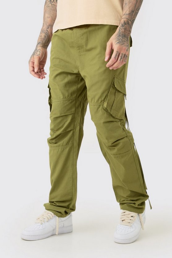 Tall gerade Ripstop Cargohose mit elastischem Bund