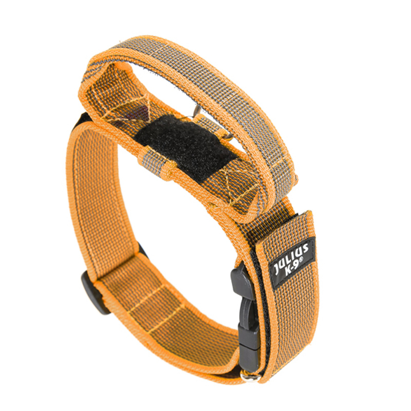 JULIUS-K9 Hundehalsbänder JULIUS-K9 Halsband mit Griff 50mm orange/ grau