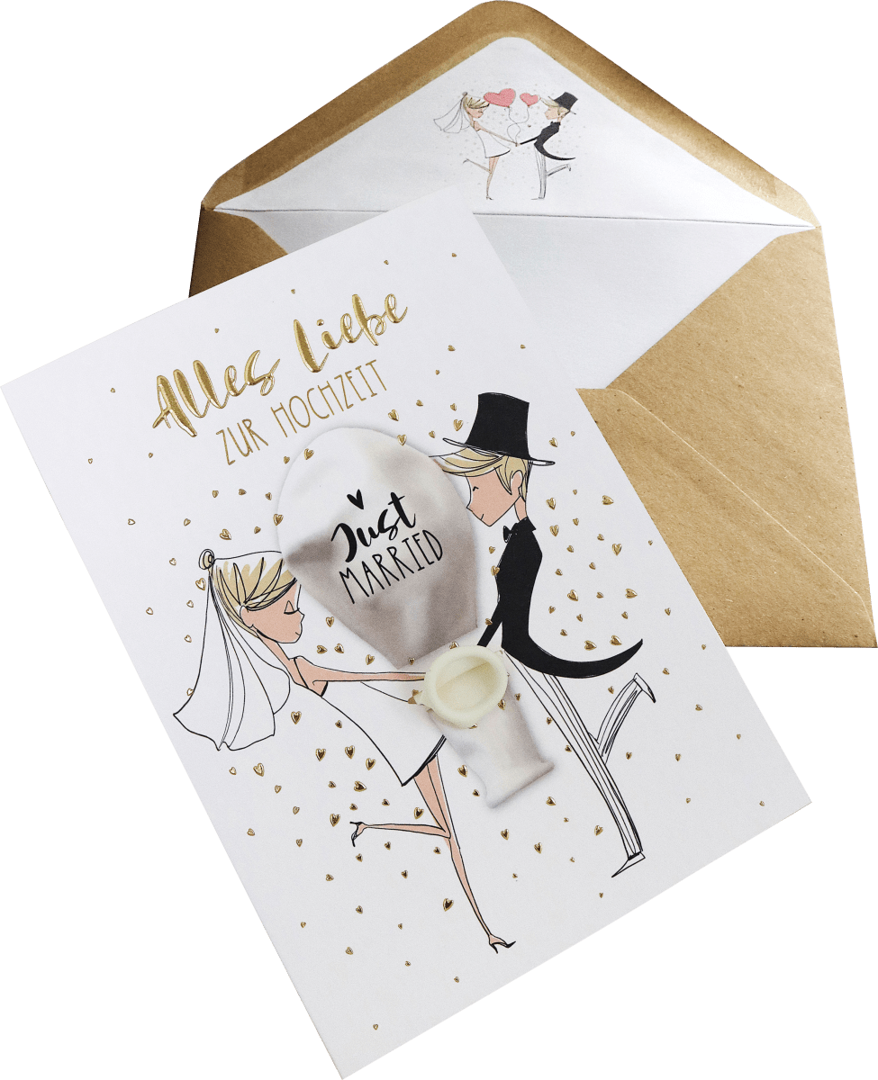 Grußkarte Hochzeit Luftballon Hochzeitspaar, 1 St