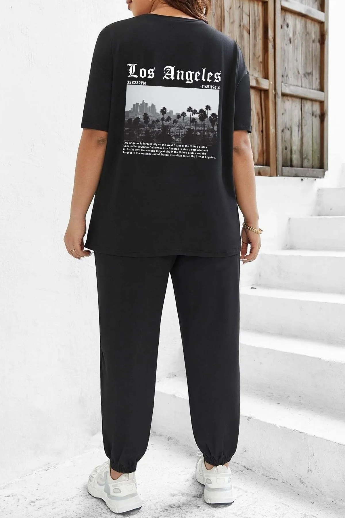 uyguntarz  Bedrucktes zweiteiliges Unisex-Trainingsanzugset „Los Angles“.