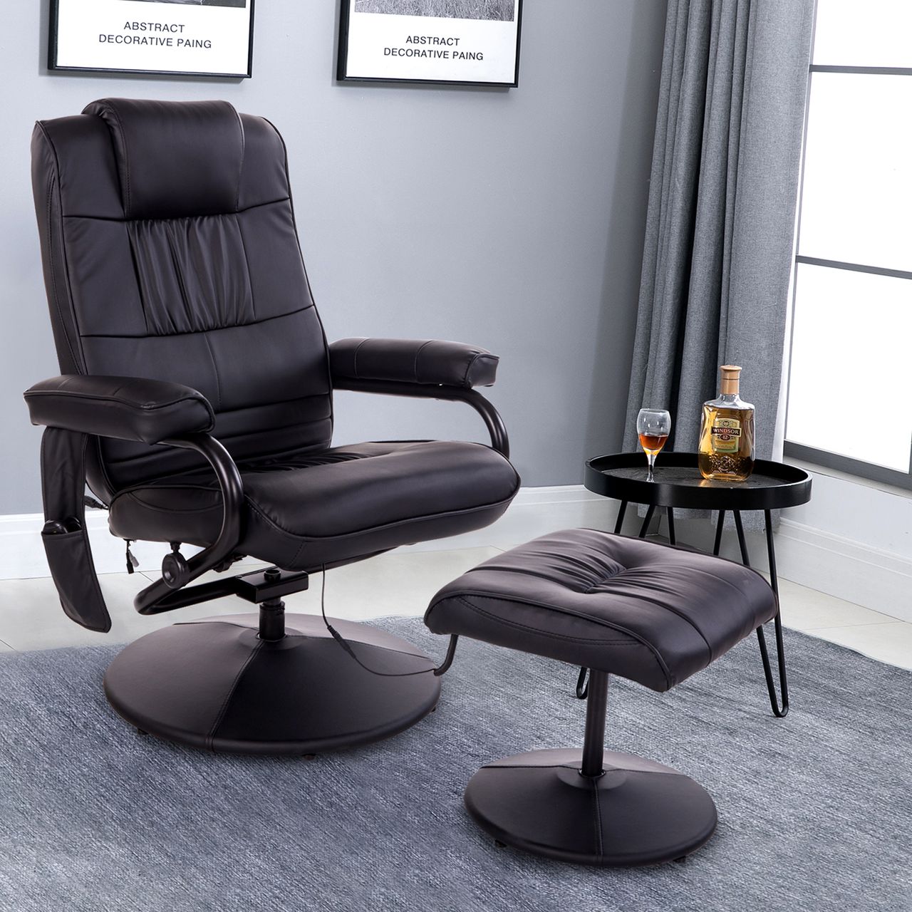 HOMCOM Massagesessel Relaxsessel Fernsehsessel TV Sessel Schwarz 77 x 84 x 95 cm