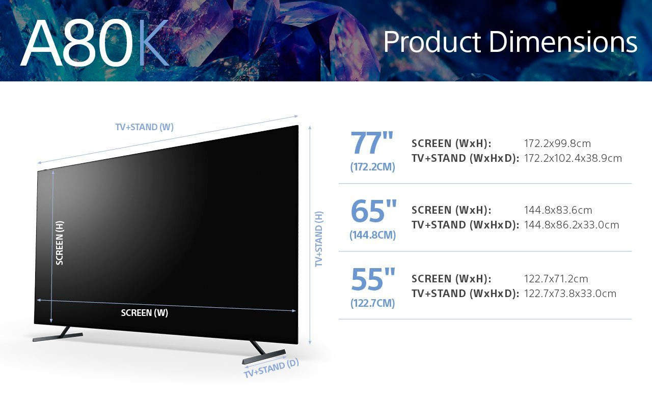 Sony XR-77A80K OLED-Fernseher (195 cm/77 Zoll, 4K Ultra HD, Google TV, Smart-TV, Modell, BRAVIA CORE, Perfekt für PlayStation 5)