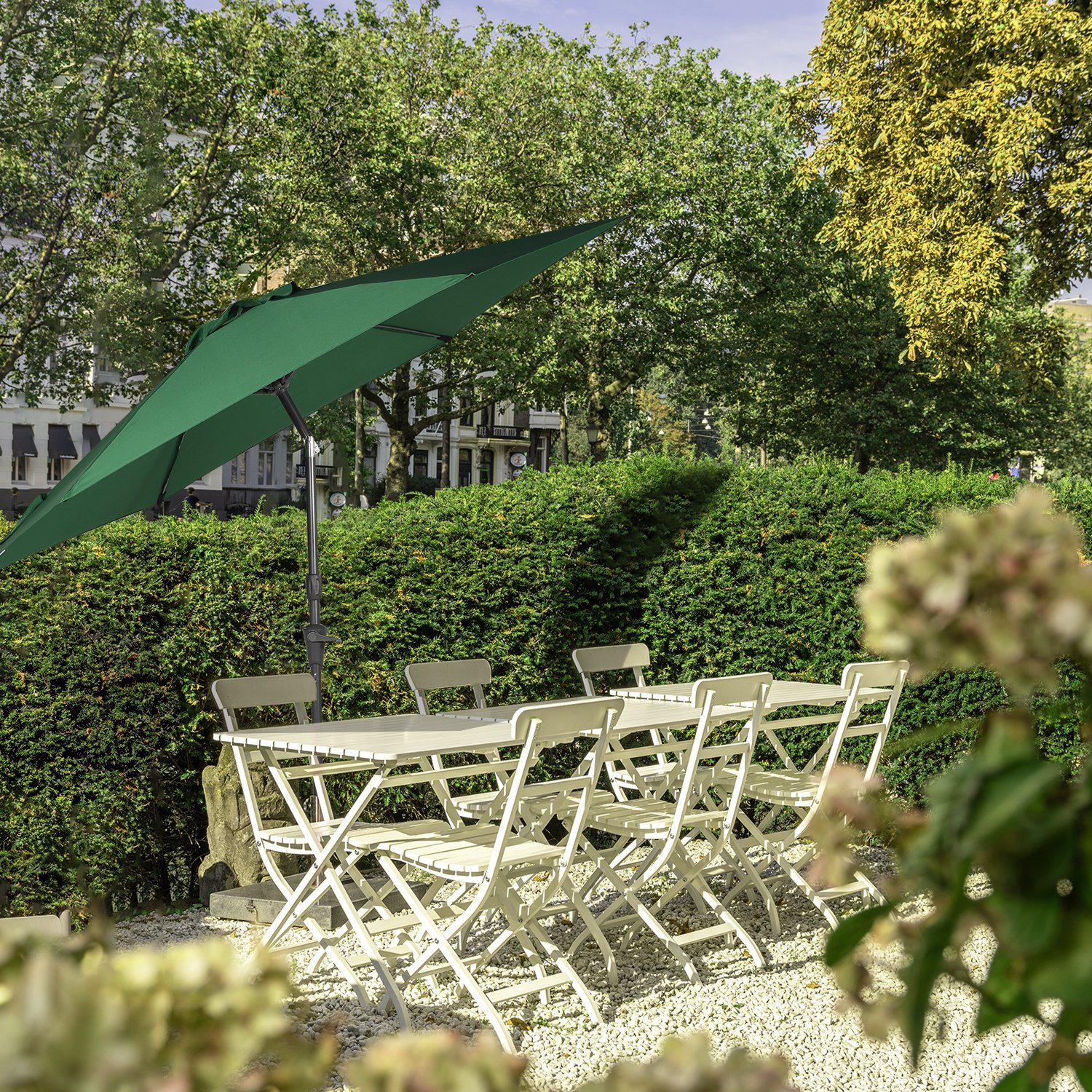 Sekey Sonnenschirm 270cm Gartenschirm knickbar Marktschirm mit Kurbelmechanismus, UPF 50+, LxB: 235,00x271,00 cm