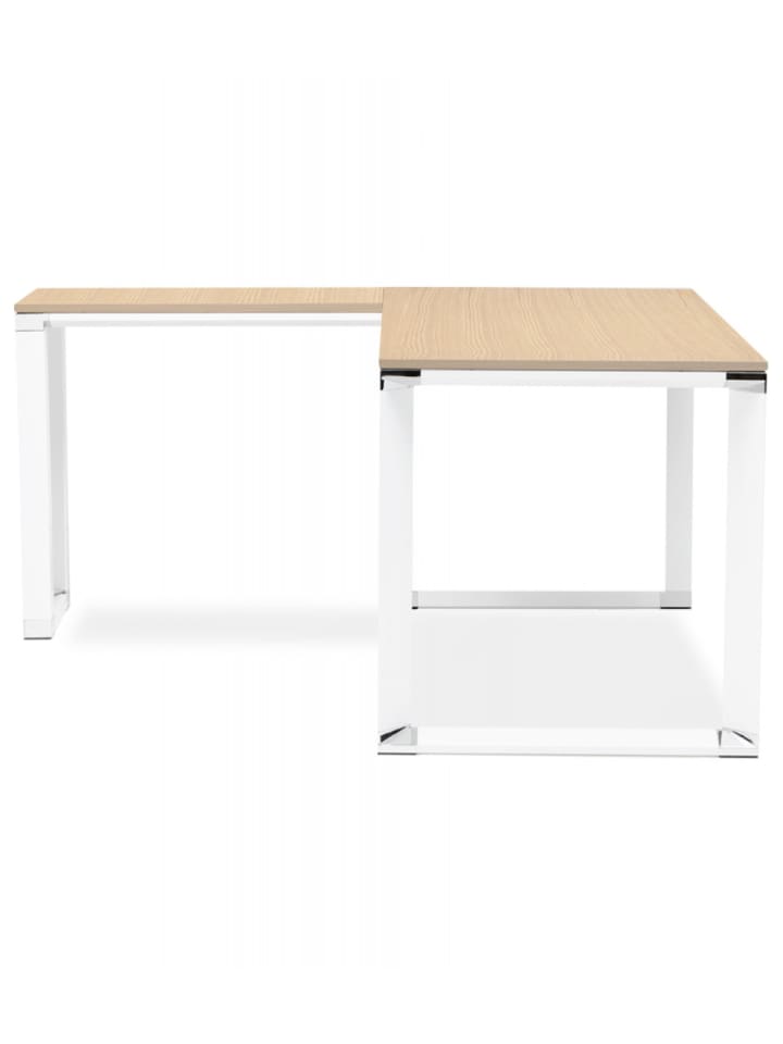 KADIMA DESIGN Eckschreibtisch aus Holz und Metall | Minimalistischer Stil in Beige-Weiß günstig kaufen 170 x 160 x 73 cm