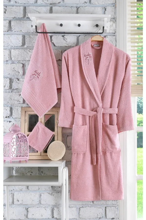 Güvenal  Ayla 5-teiliges, einzeln besticktes Bademantel-Set | Bademantel-Set | Bademantel | Mitgift festgelegt