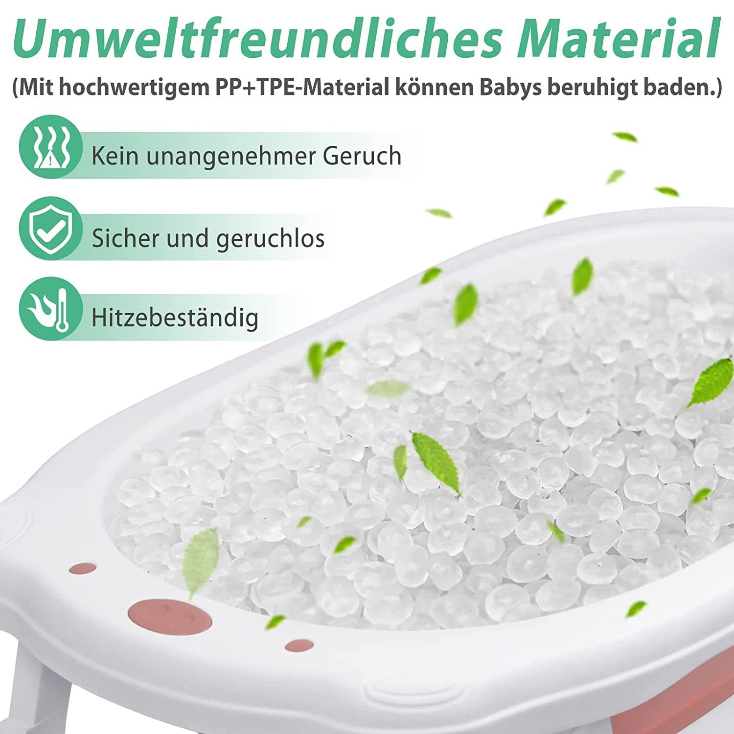 AUFUN Babybadewanne Baby Badewanne PP&TPE Babywanne Badewannensitz, Faltbare